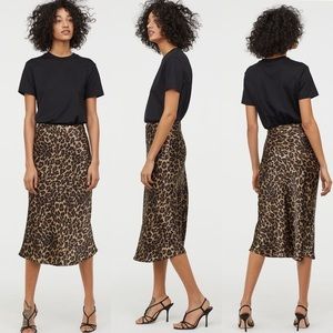 H&M Leopard Print Slip Skirt